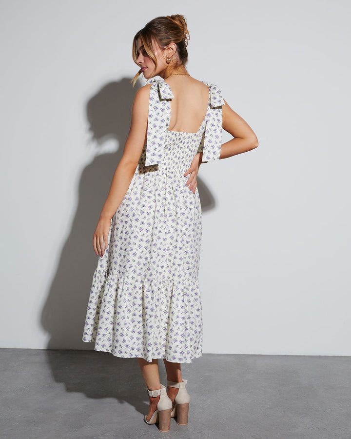 Josephina Floral Tie Strap Midi Dress