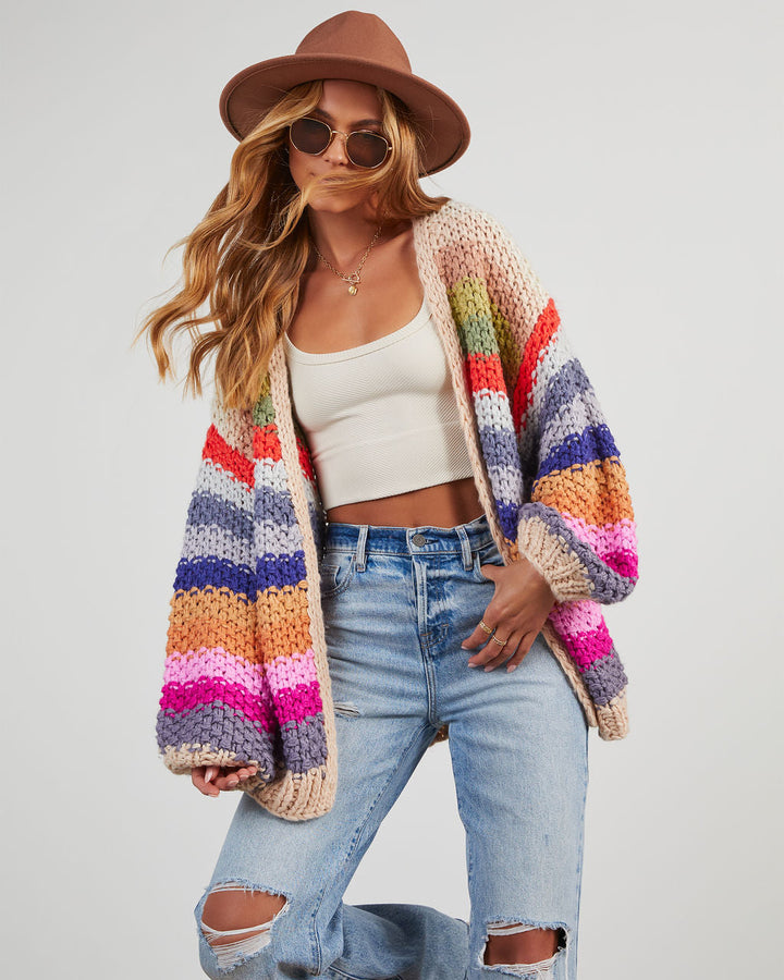 Oh Happy Day Pocketed Knit Cardigan Multi