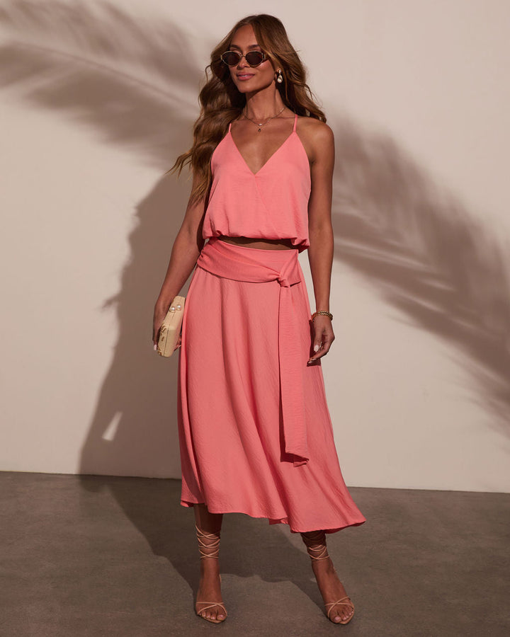 Sharena Surplice Crop Top Peach