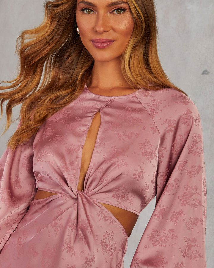 Rustic Feel Balloon Sleeve Satin Mini Dress