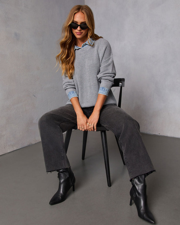 Slow Moments Twofer Denim Trim Sweater