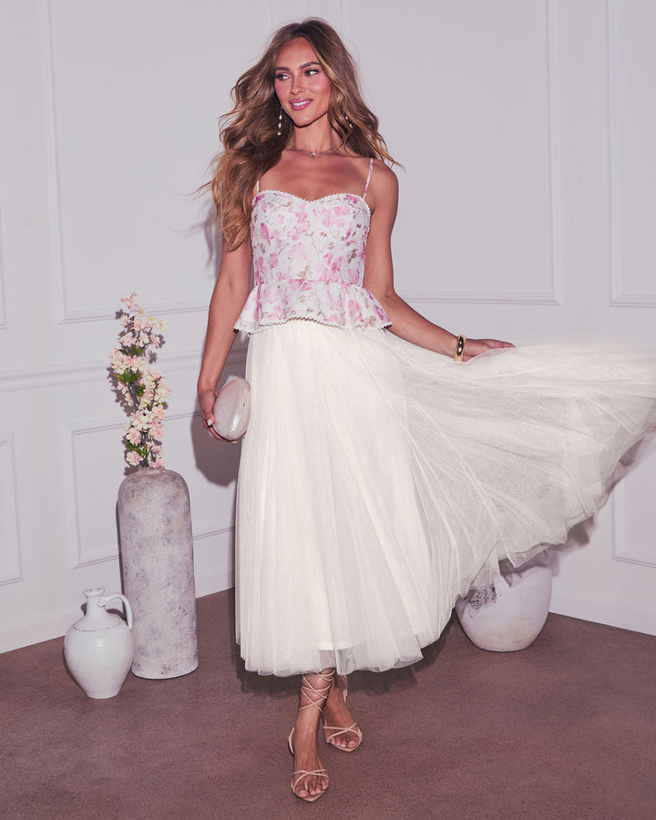 Tiah Pleated Tulle Maxi Skirt