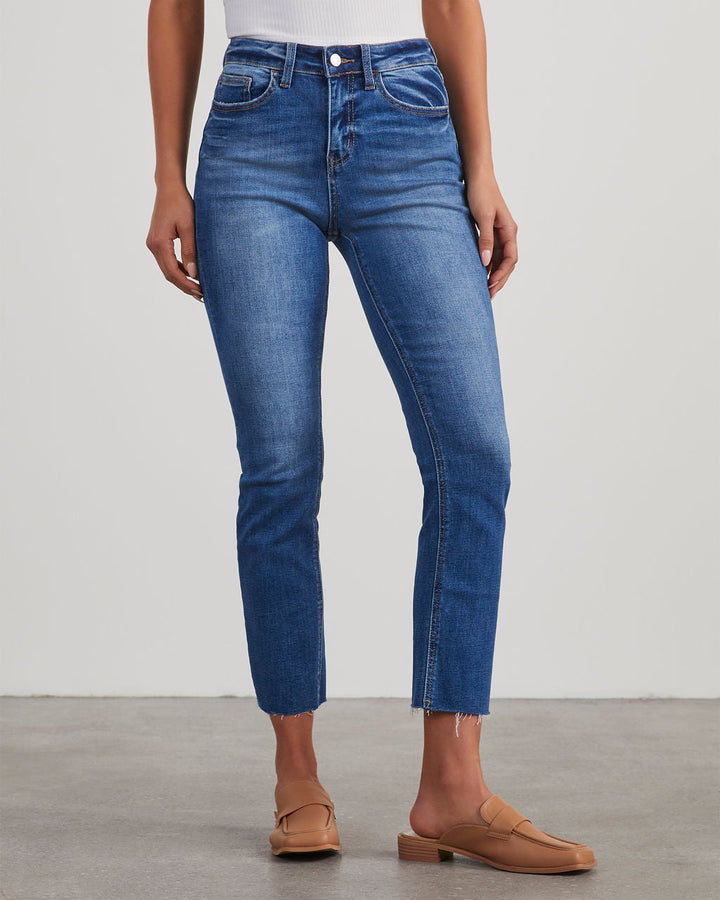 Ronnie Super Stretch High Rise Straight Leg Jeans Dark Wash