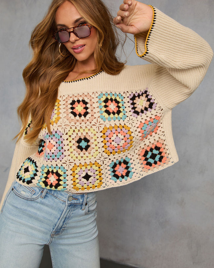 Melenia Abstract Crochet Sweater