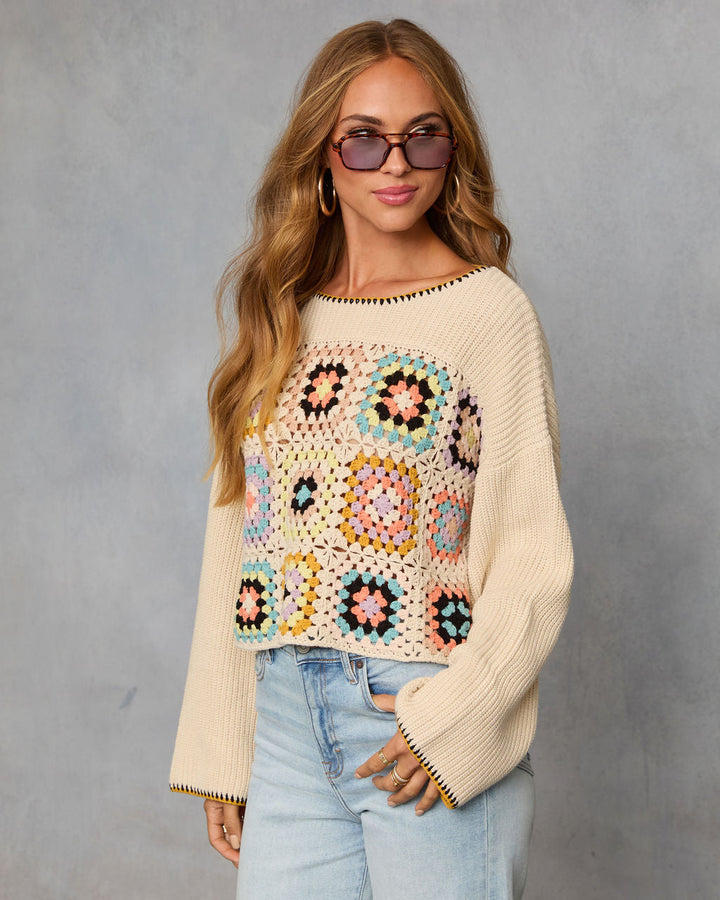 Melenia Abstract Crochet Sweater
