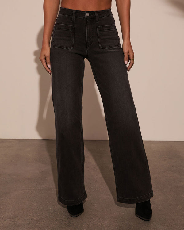 Iverson High Rise Wide Leg Denim Black