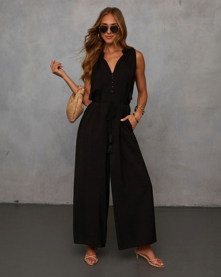 Hey Lover Waist Tie Jumpsuit Black