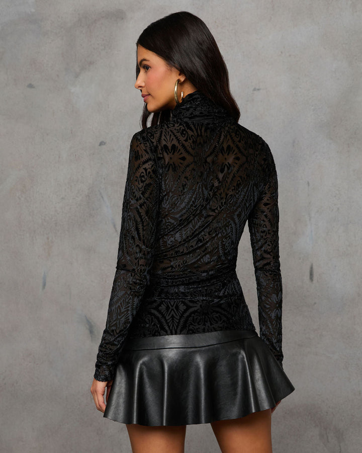 Tessy Velvet Burnout Turtleneck Top