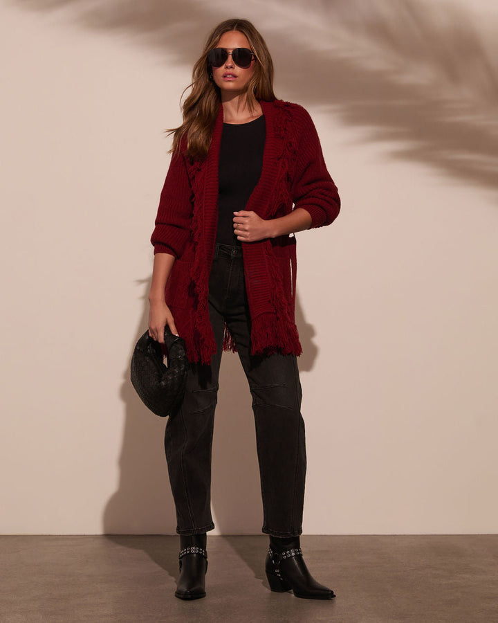Hideaway With Me Fringe Waist Tie Cardigan