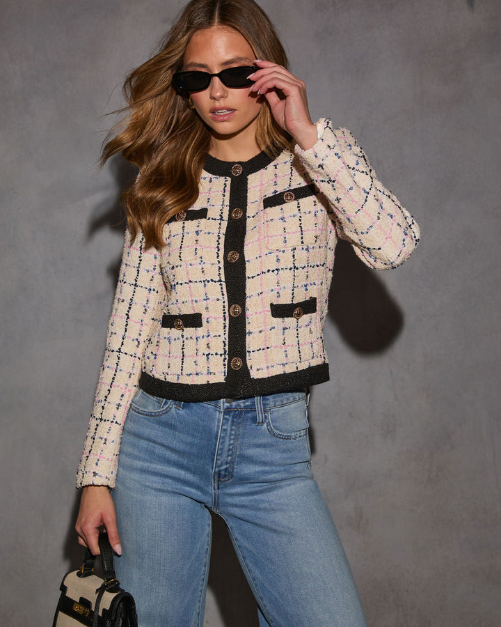 Parisian Heart Contrast Tweed Jacket