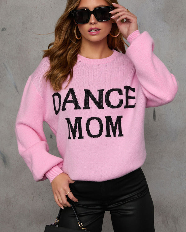 Dance Mom Knit Pullover Sweater Light Pink