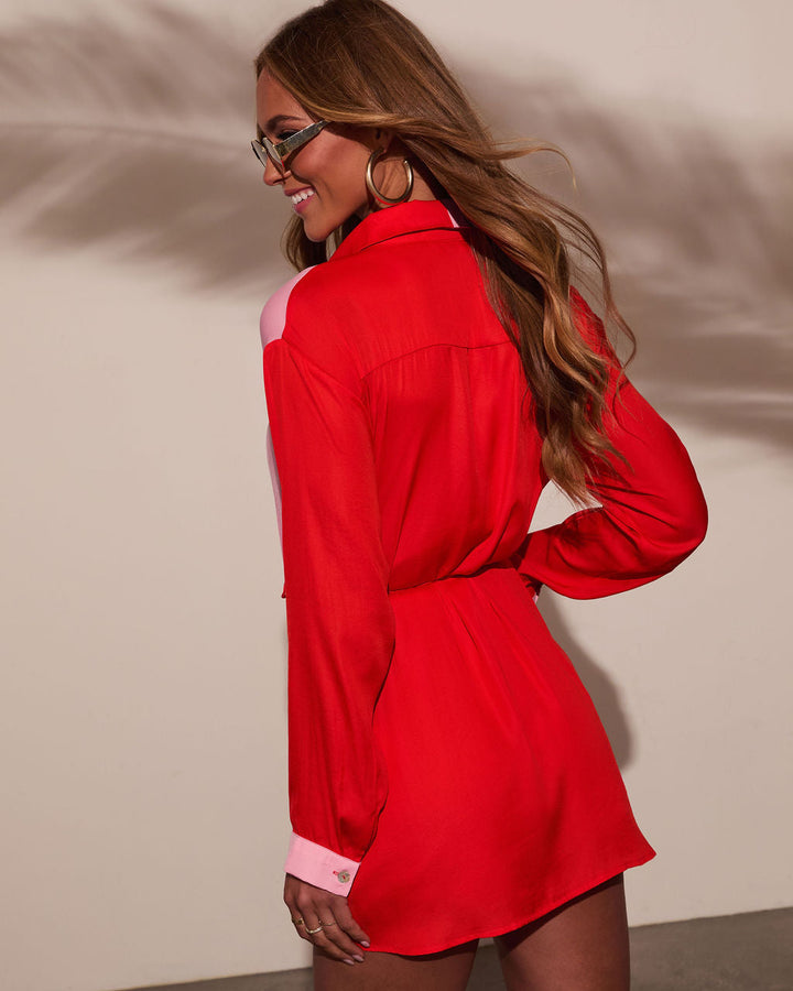 Laine Waist Tie Colorblock Romper