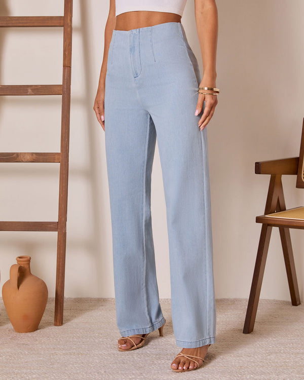 Lianne High Rise Denim Pants Light Wash