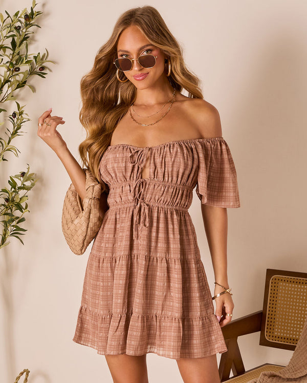 Pure Essence Tiered Babydoll Dress Brown