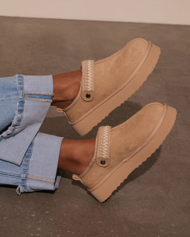 Selena Platform Slippers Natural
