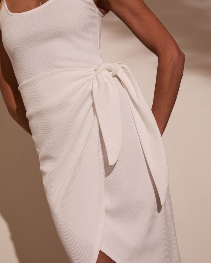 Wilmer Ribbed Front Tie Mini Dress