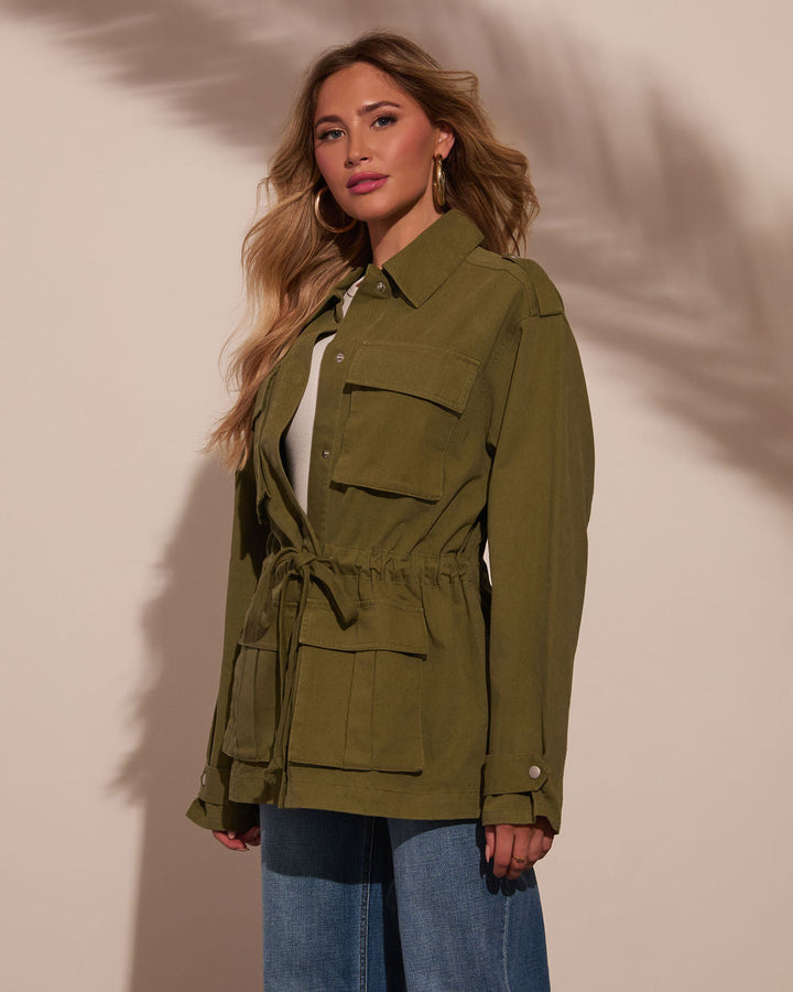 Stay Ready Cinched Waist Utility Jacket