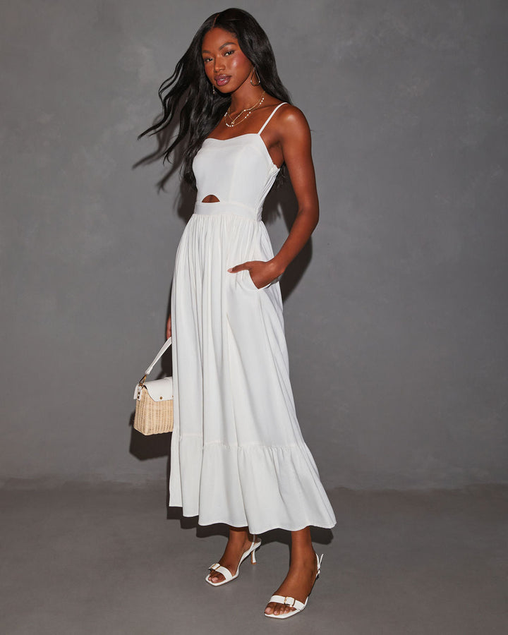 Eleanor A-Line Front Cutout Maxi Dress White