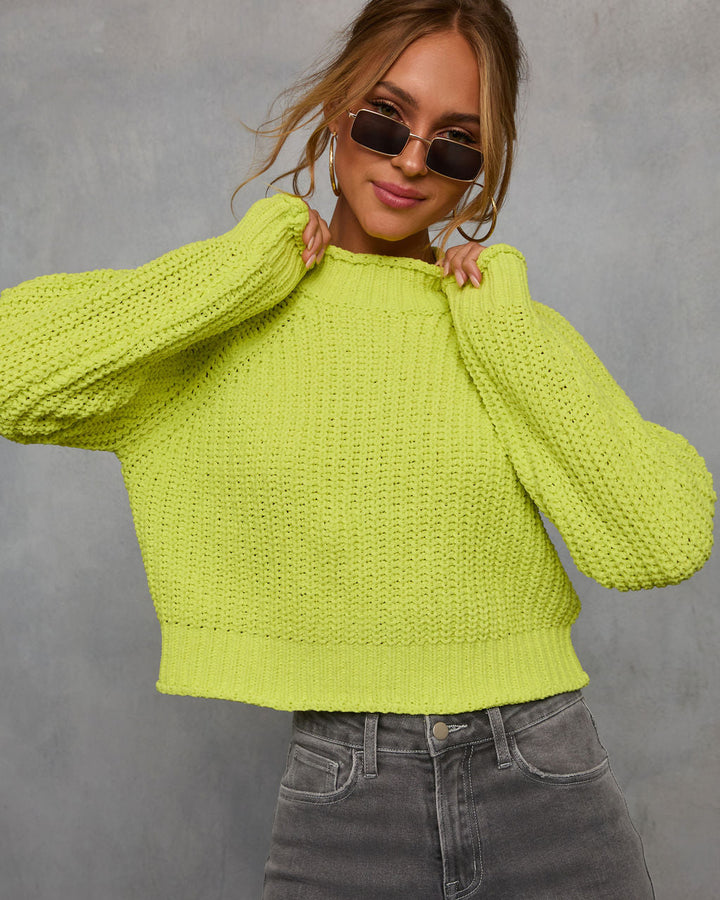 Pure Joy Mockneck Knit Sweater Yellow