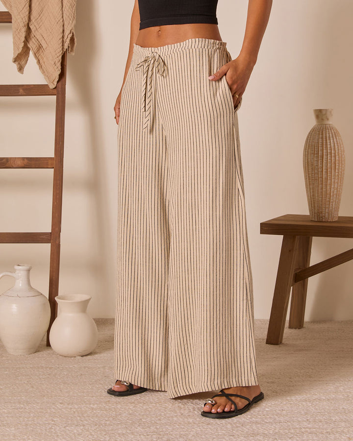 Preslen Striped Waist Tie Pants