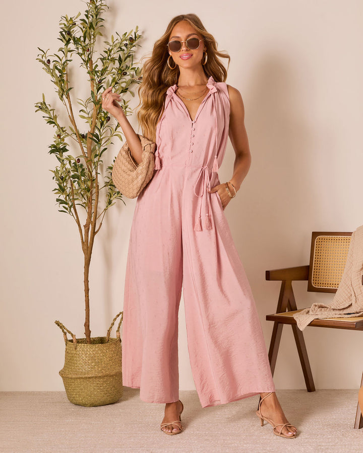 Hey Lover Waist Tie Jumpsuit Pink