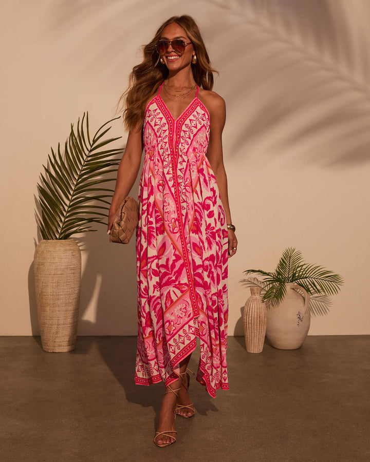 Vineyard Border Print Maxi Dress