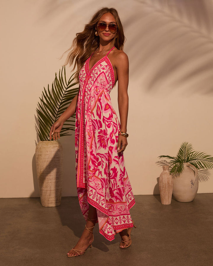 Vineyard Border Print Maxi Dress