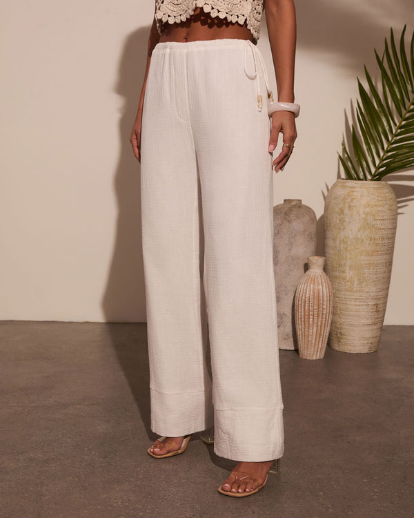 At The Seaside Lightweight Wide Leg Pants White