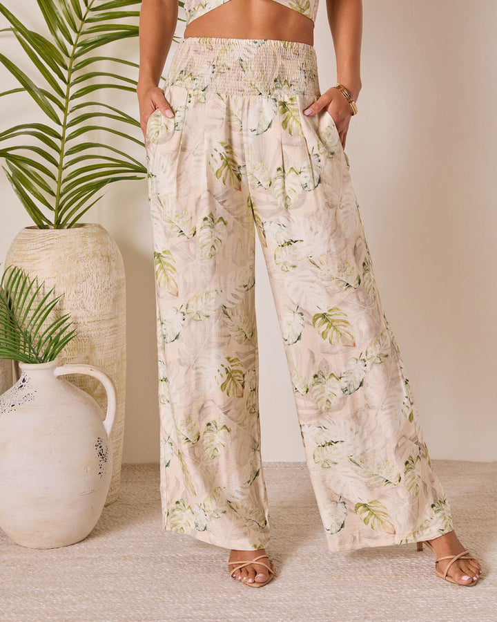 Solla Smocked Wide Leg Pants