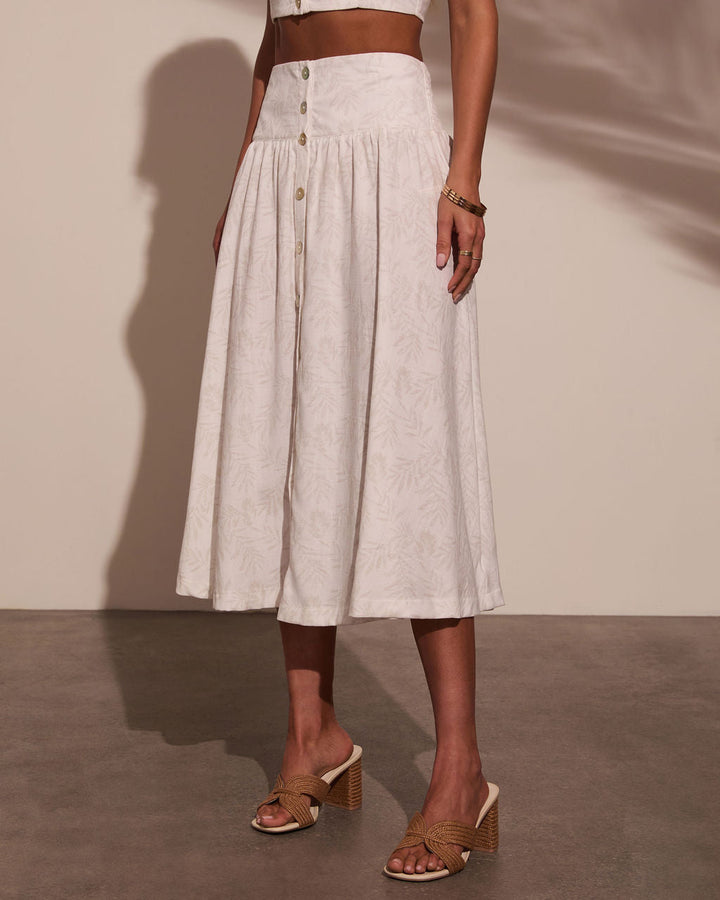 Tropical Chill Palm Midi Skirt