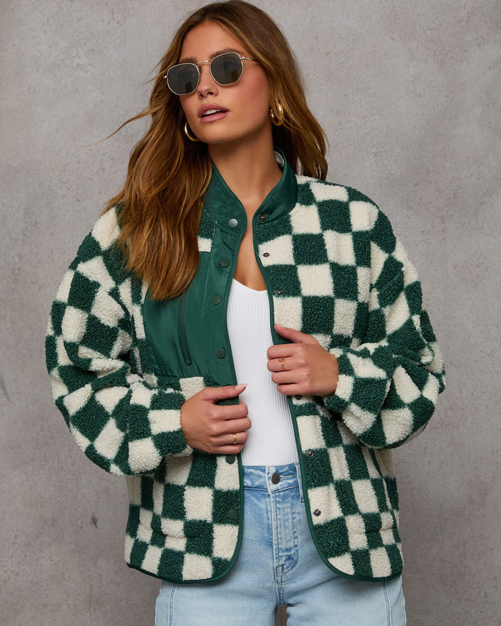 Jamerson Knit Checkered Jacket Hunter Green