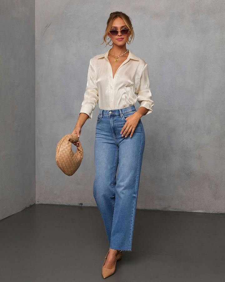 Delicate Romance Sheen Button Down Top