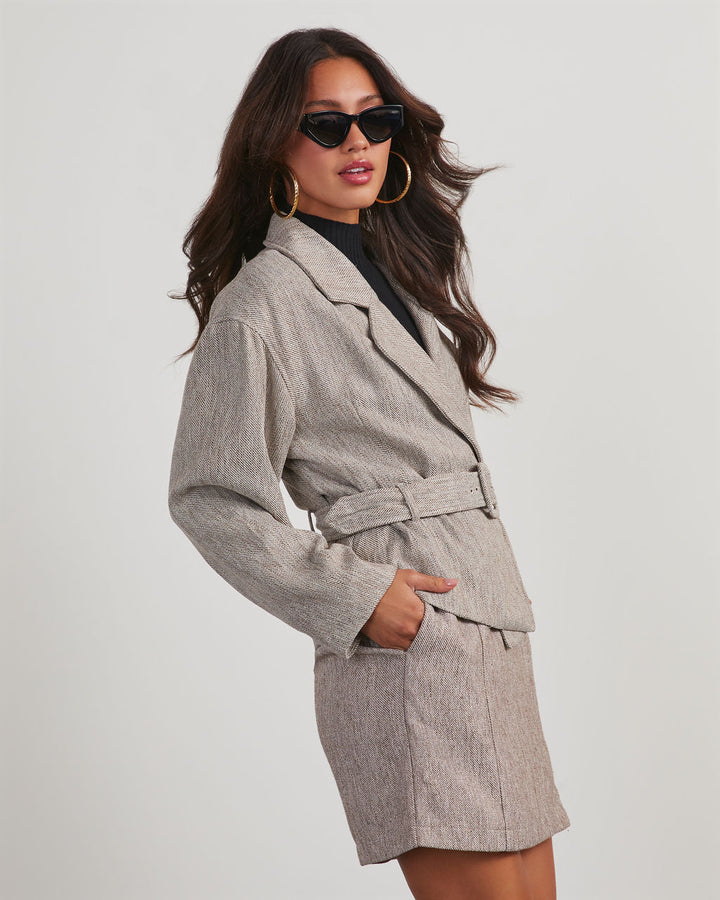 Business Needs Belted Crop Jacket