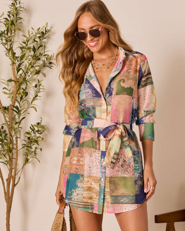 Suzana Patchwork Shirt Dress Multi