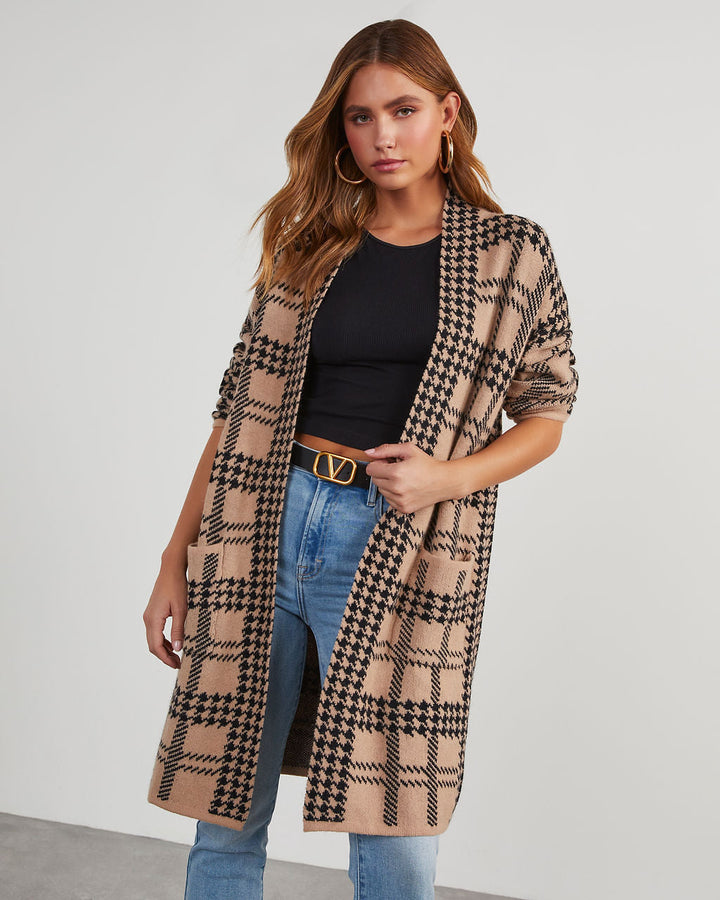 Fair And Square Plaid Pocketed Cardigan