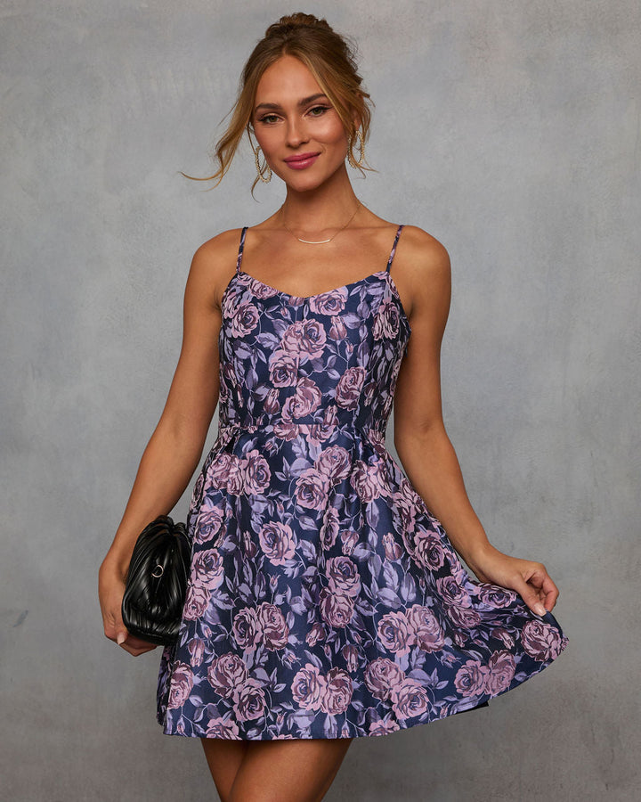 Jackline Floral Jacquard Mini Dress