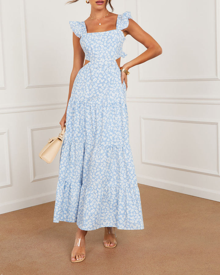 Cordelia Tiered Cut Out Back Floral Maxi Dress