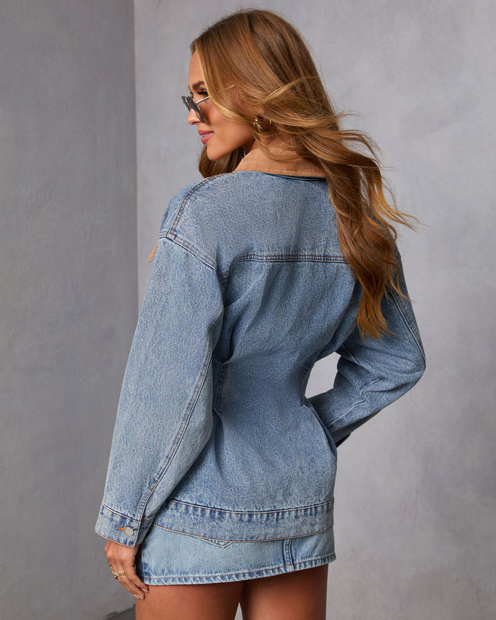 Amber Field Suede Trim Denim Barn Jacket