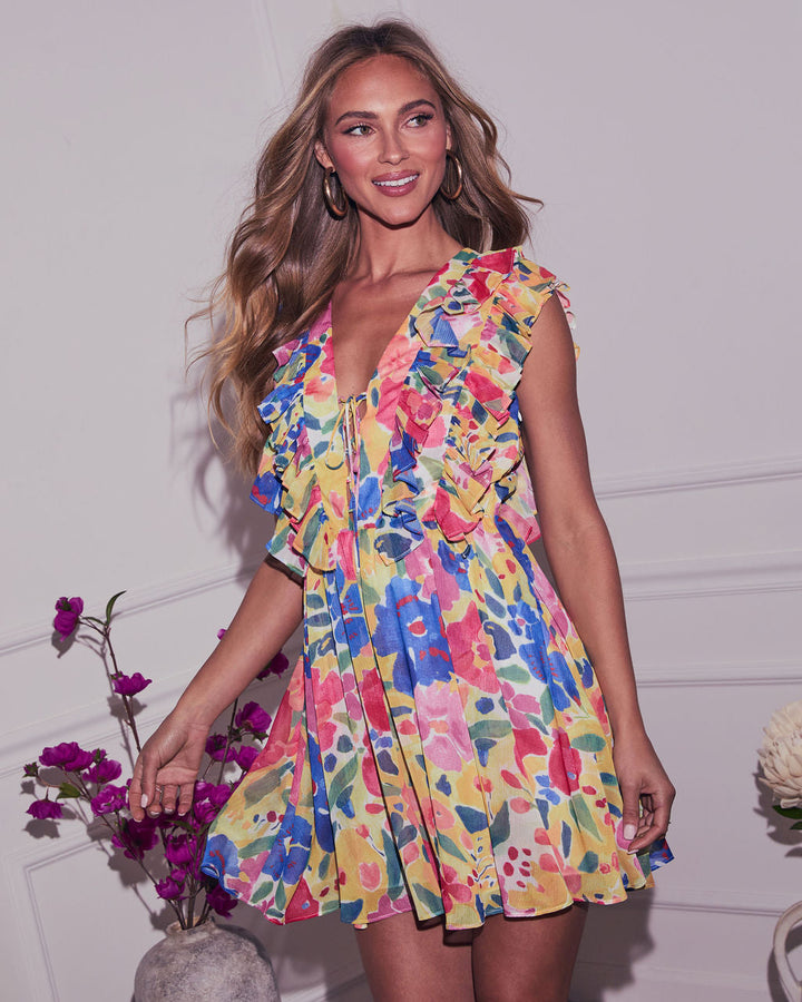 Tinah Ruffle Floral Mini Dress