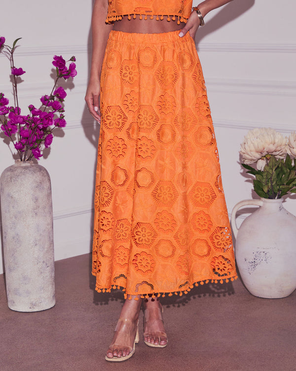 As You Are Embroidered Maxi Skirt Orange