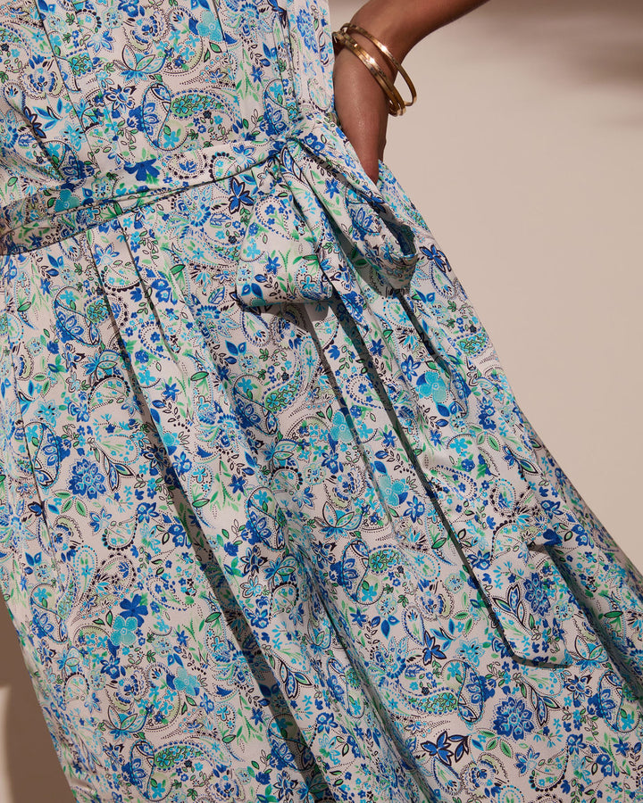 Holtz Satin Printed Halter Jumpsuit