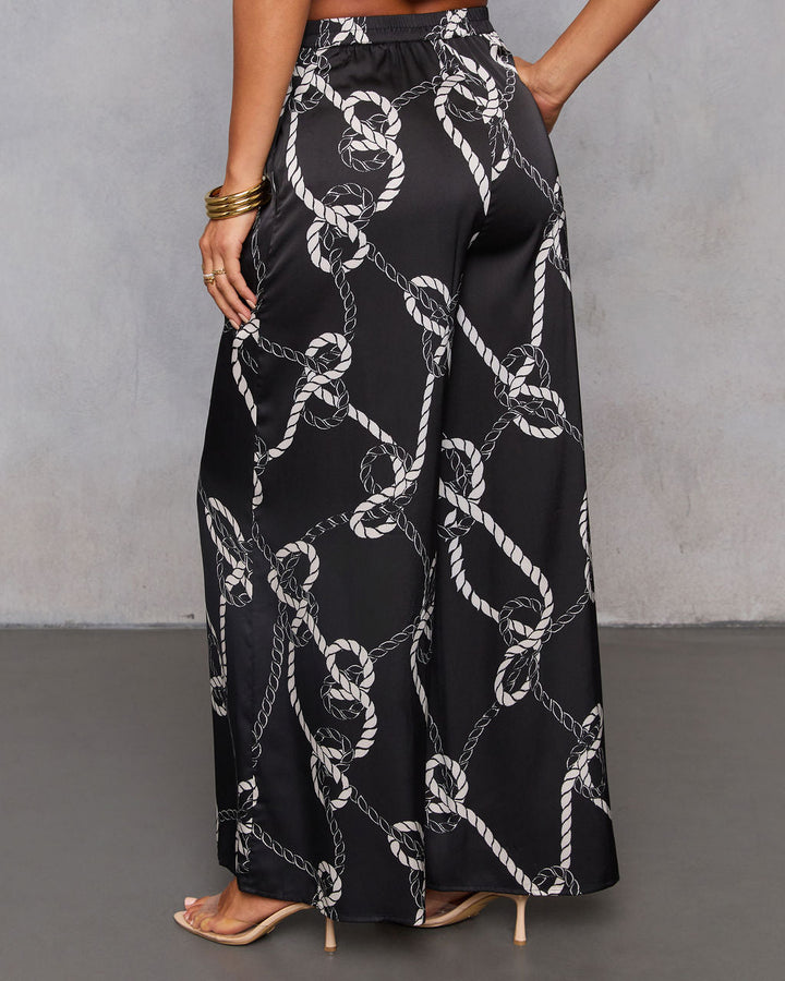 Dennie Printed Satin Wide Leg Pants