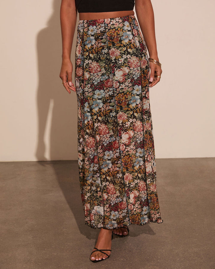 Gracie Mesh Floral Maxi Skirt