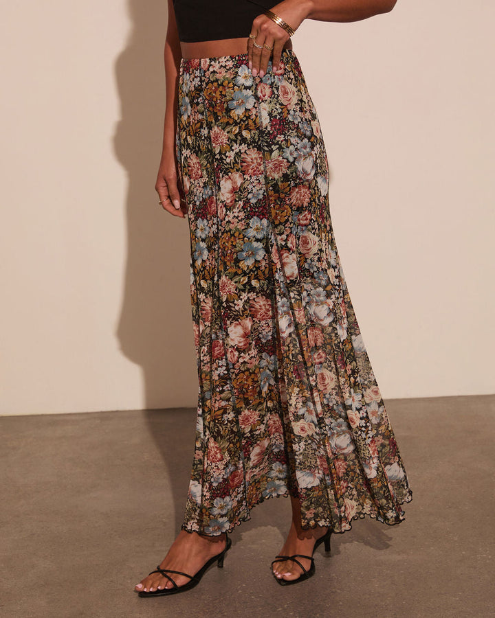 Gracie Mesh Floral Maxi Skirt