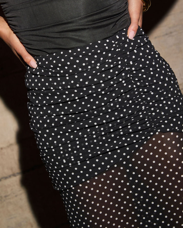 Moonstone Polka Dot Maxi Skirt