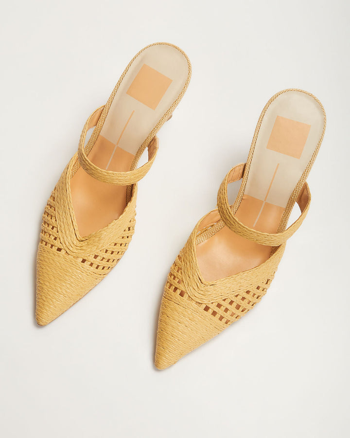 Kaline Raffia Pointed Toe Mules