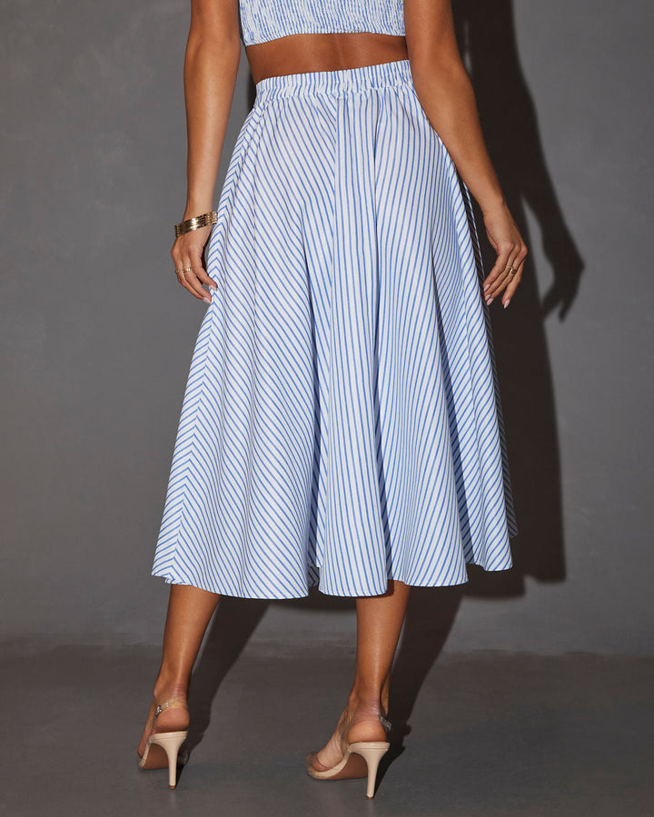 Lorie High Waisted Striped Midi Skirt