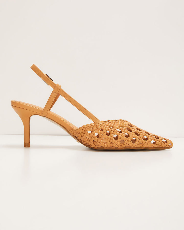 Mira Woven Pointed Toe Slingback Pumps