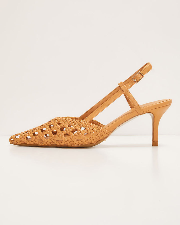 Mira Woven Pointed Toe Slingback Pumps
