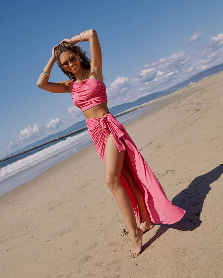 Bahamas Wrap Maxi Skirt Pink
